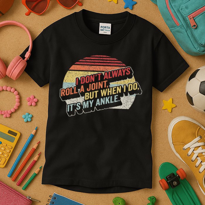 Bag Some Rays I Don't Always Roll A Joint, But When I Do, It's My Ankle. Retro Modern Black Kids T-Shirt