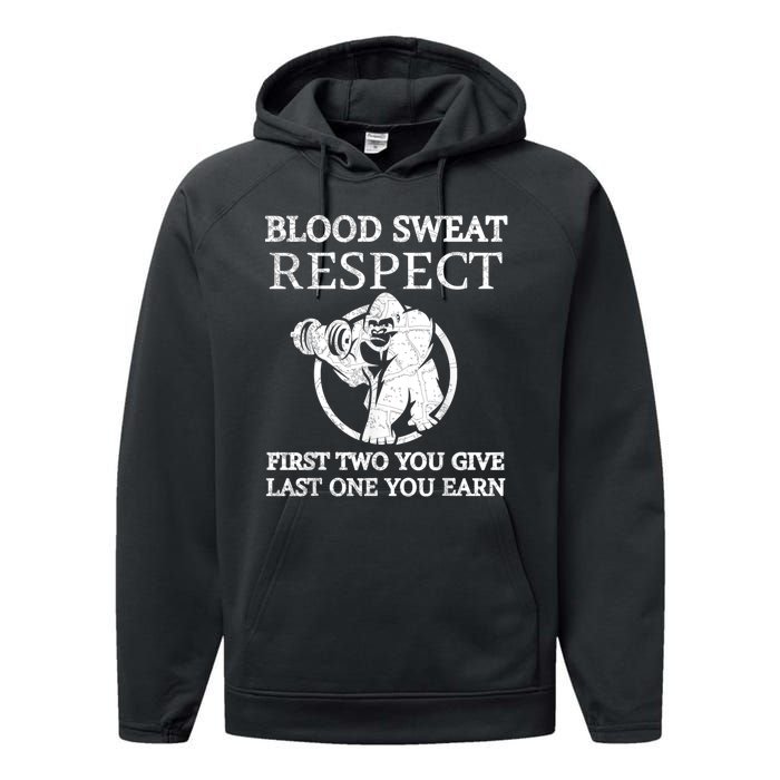 Blood Sweat Respect First Two You Give Last One You Earn Performance Fleece Hoodie