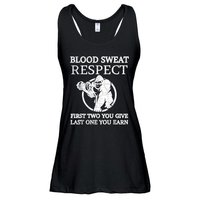 Blood Sweat Respect First Two You Give Last One You Earn Ladies Essential Flowy Tank