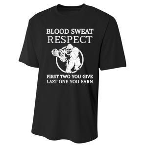 Blood Sweat Respect First Two You Give Last One You Earn Performance Sprint T-Shirt