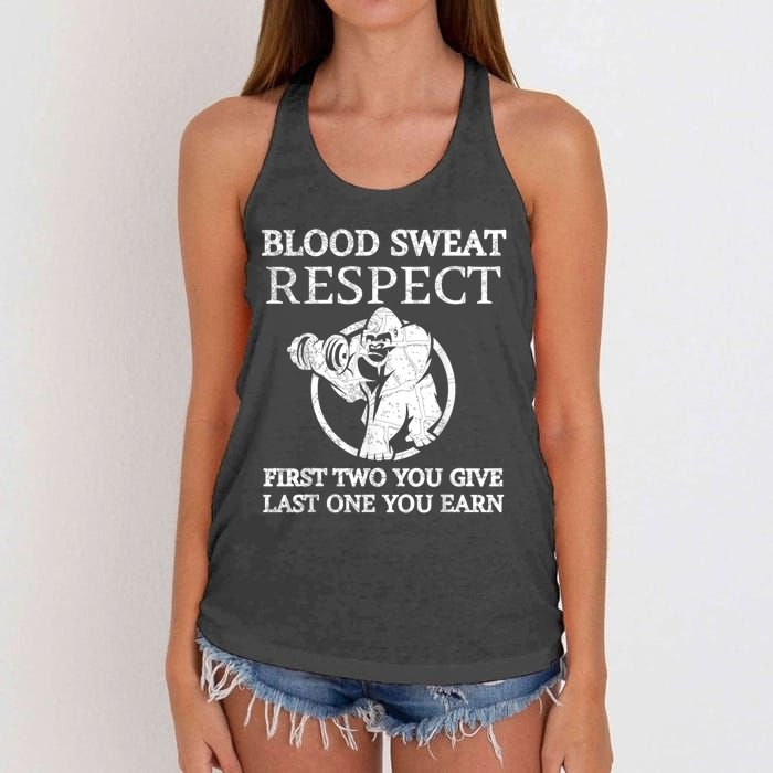 Blood Sweat Respect First Two You Give Last One You Earn Women's Knotted Racerback Tank