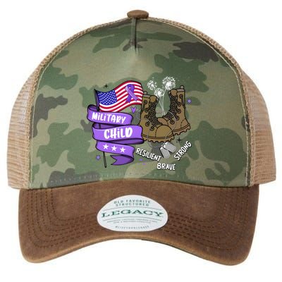 Brave Strong Resilient Military Child Us Flag Legacy Tie Dye Trucker Hat