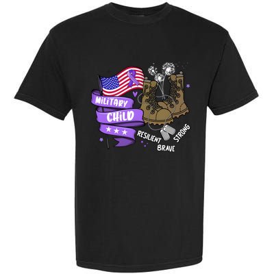 Brave Strong Resilient Military Child Us Flag Garment-Dyed Heavyweight T-Shirt