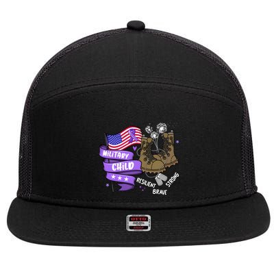 Brave Strong Resilient Military Child Us Flag 7 Panel Mesh Trucker Snapback Hat