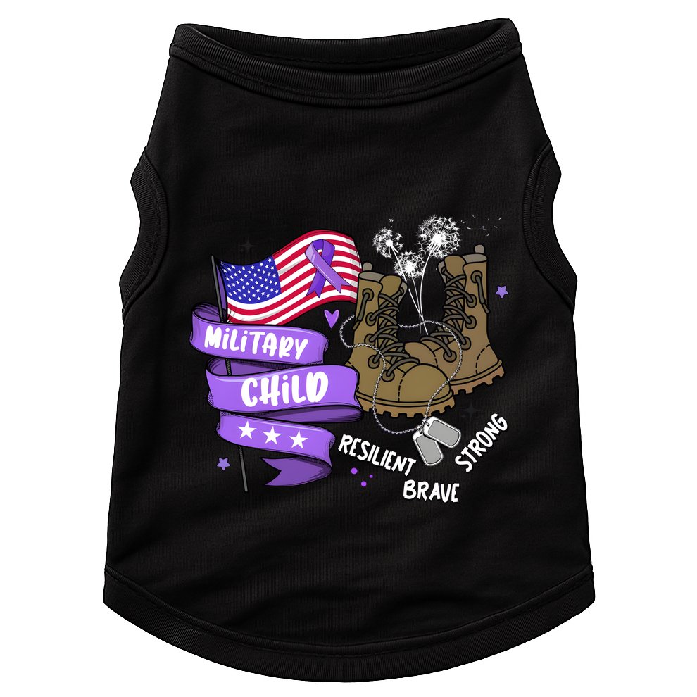 Brave Strong Resilient Military Child Us Flag Doggie Tank