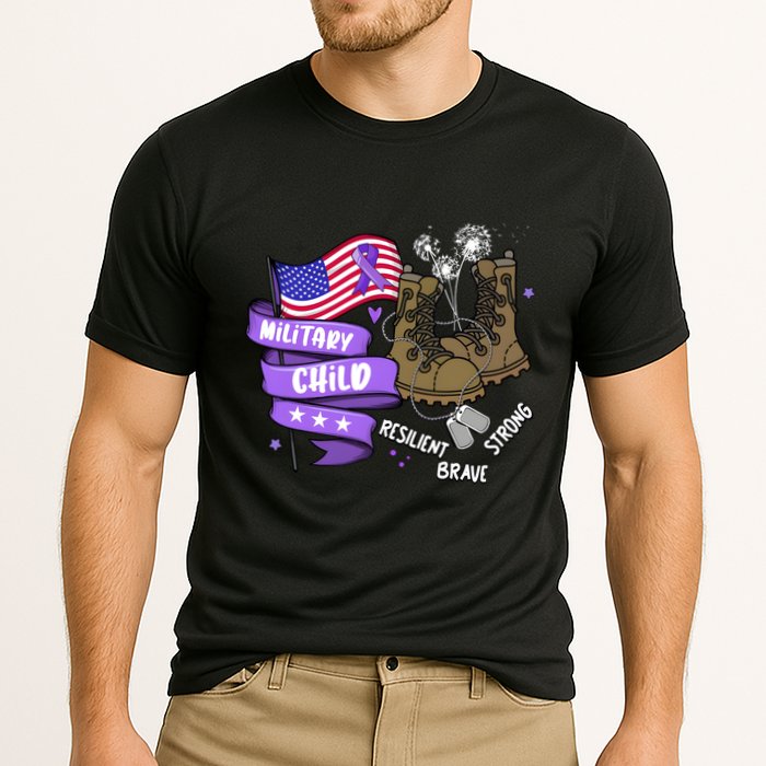 Brave Strong Resilient Military Child Us Flag Cooling Performance Crew T-Shirt