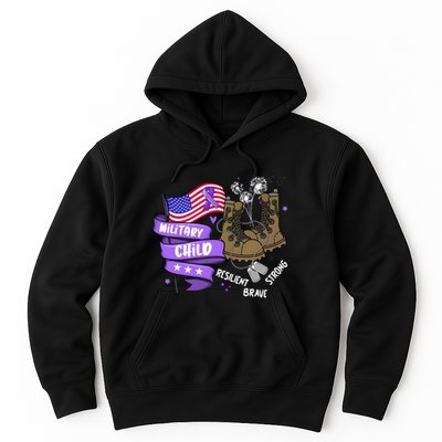Brave Strong Resilient Military Child Us Flag Hoodie