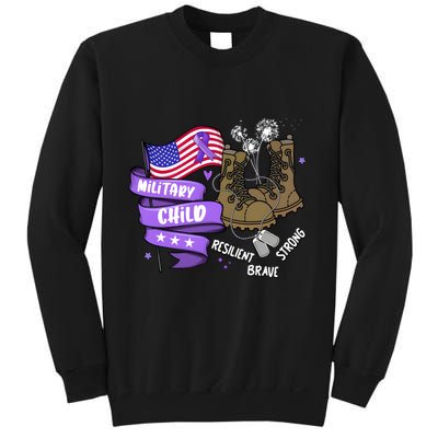 Brave Strong Resilient Military Child Us Flag Sweatshirt
