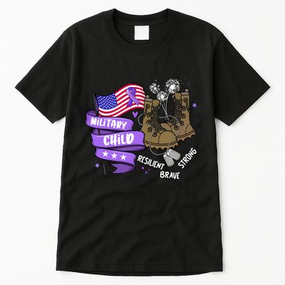 Brave Strong Resilient Military Child Us Flag Tall T-Shirt