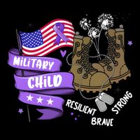 Brave Strong Resilient Military Child Us Flag Button