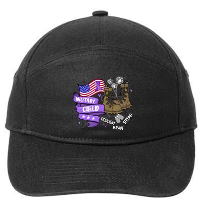 Brave Strong Resilient Military Child Us Flag 7-Panel Snapback Hat
