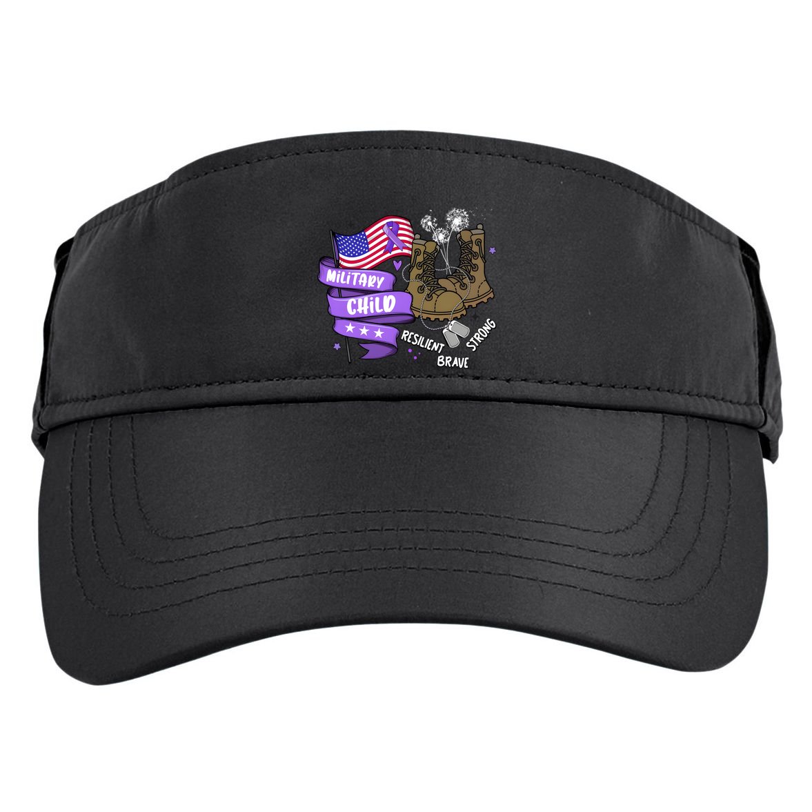 Brave Strong Resilient Military Child Us Flag Adult Drive Performance Visor