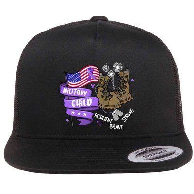 Brave Strong Resilient Military Child Us Flag Flatbill Hat