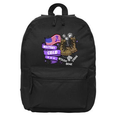Brave Strong Resilient Military Child Us Flag 16 in Basic Backpack