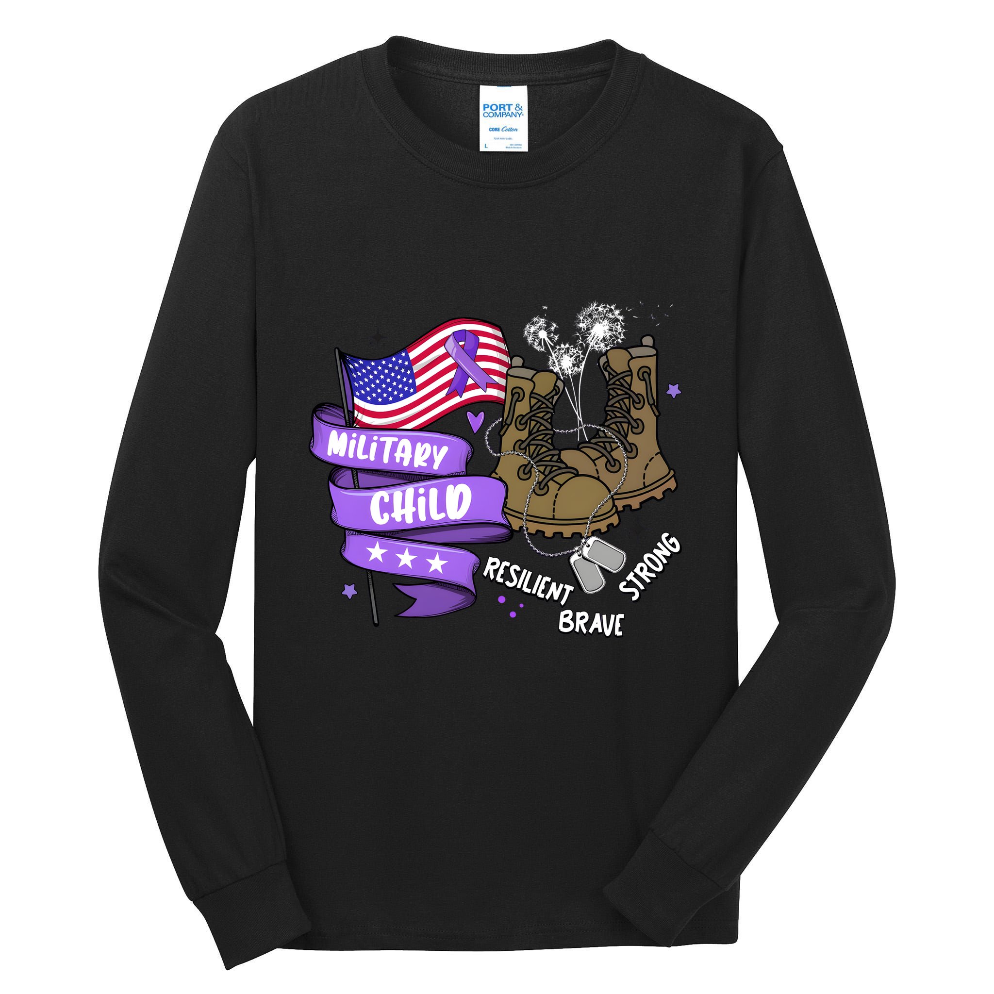 Brave Strong Resilient Military Child Us Flag Tall Long Sleeve T-Shirt