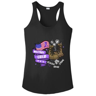 Brave Strong Resilient Military Child Us Flag Ladies PosiCharge Competitor Racerback Tank