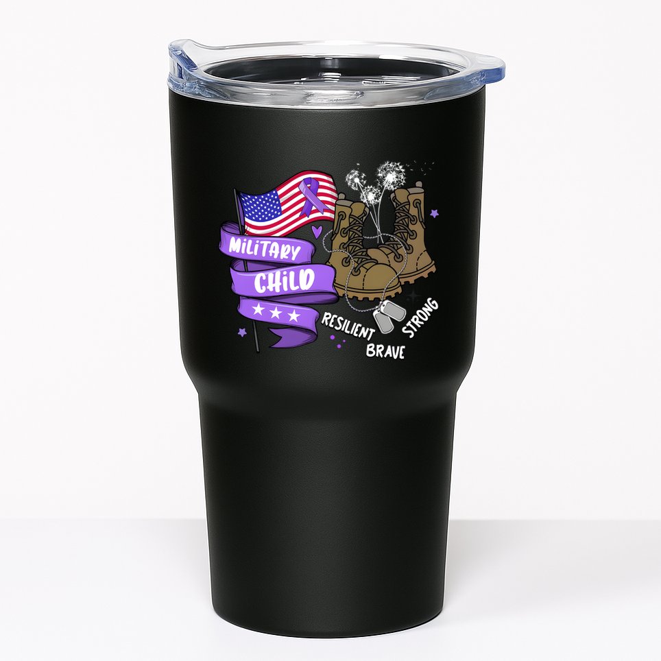Brave Strong Resilient Military Child Us Flag Tumbler