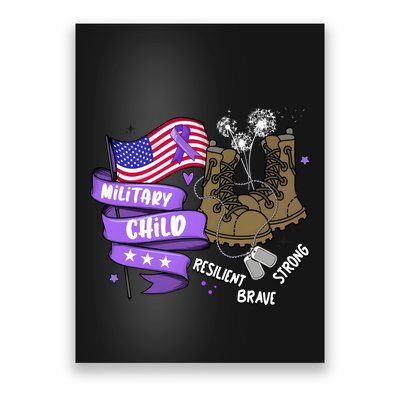 Brave Strong Resilient Military Child Us Flag Poster