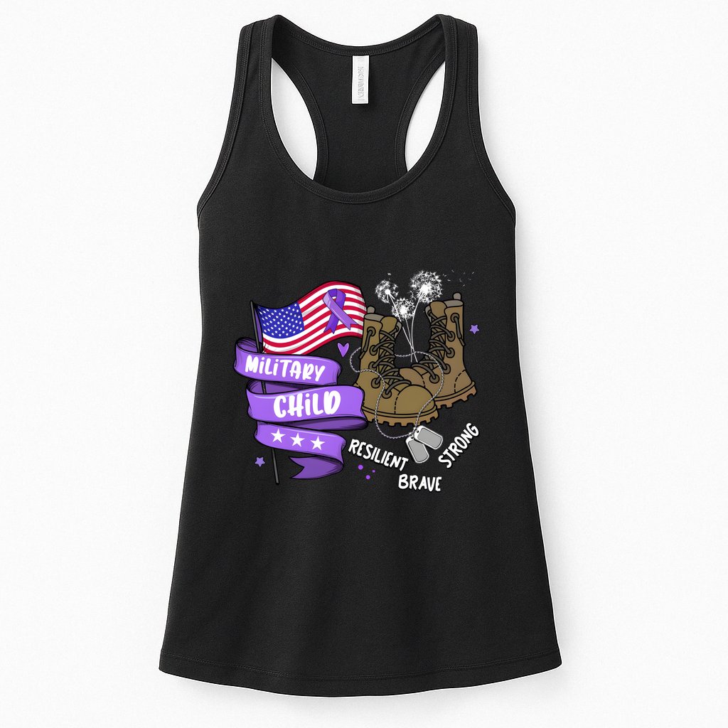 Brave Strong Resilient Military Child Us Flag Womens Tank Top