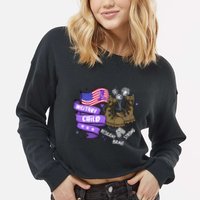 Brave Strong Resilient Military Child Us Flag Cropped Pullover Crew