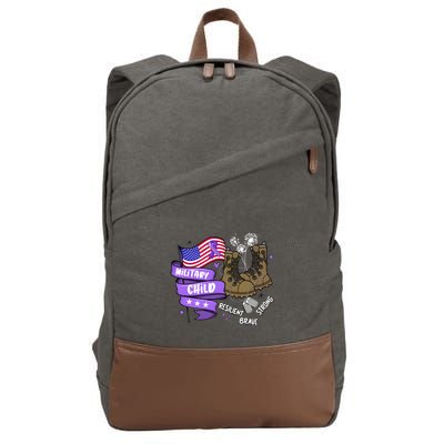 Brave Strong Resilient Military Child Us Flag Cotton Canvas Backpack