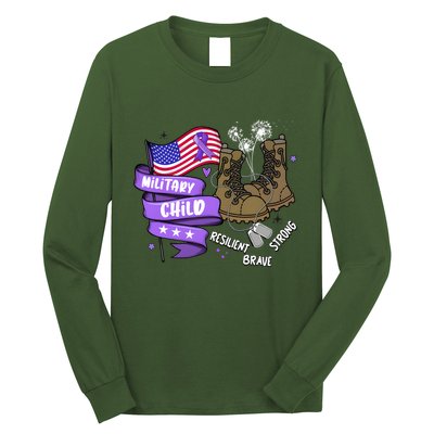 Brave Strong Resilient Military Child Us Flag Long Sleeve Shirt