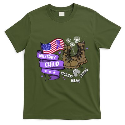 Brave Strong Resilient Military Child Us Flag T-Shirt
