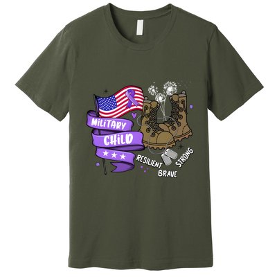 Brave Strong Resilient Military Child Us Flag Premium T-Shirt