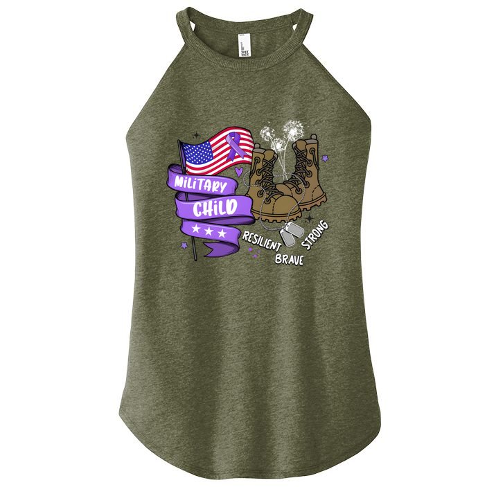 Brave Strong Resilient Military Child Us Flag Women's Perfect Tri Rocker Tank