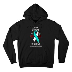 Brave Strong Resilient Cervical Cancer Awareness Ribbon Hoodie