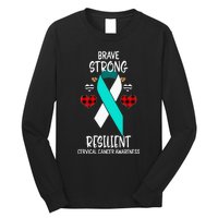 Brave Strong Resilient Cervical Cancer Awareness Ribbon Long Sleeve Shirt