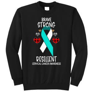 Brave Strong Resilient Cervical Cancer Awareness Ribbon Sweatshirt