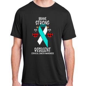 Brave Strong Resilient Cervical Cancer Awareness Ribbon Adult ChromaSoft Performance T-Shirt