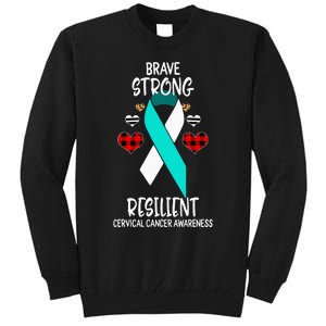 Brave Strong Resilient Cervical Cancer Awareness Ribbon Tall Sweatshirt