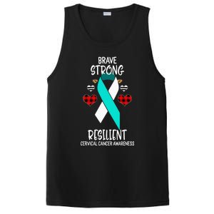 Brave Strong Resilient Cervical Cancer Awareness Ribbon PosiCharge Competitor Tank