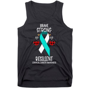 Brave Strong Resilient Cervical Cancer Awareness Ribbon Tank Top