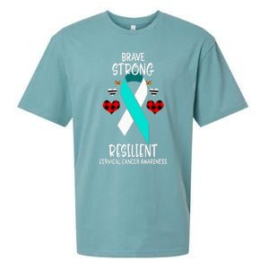 Brave Strong Resilient Cervical Cancer Awareness Ribbon Sueded Cloud Jersey T-Shirt