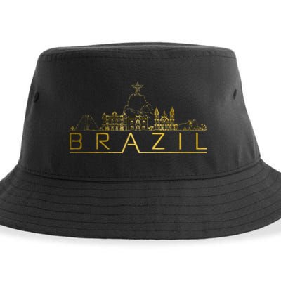 Brazil Skyline Rio De Janeiro Brasil Brasilian Souvenir Sustainable Bucket Hat