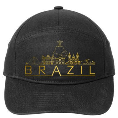 Brazil Skyline Rio De Janeiro Brasil Brasilian Souvenir 7-Panel Snapback Hat