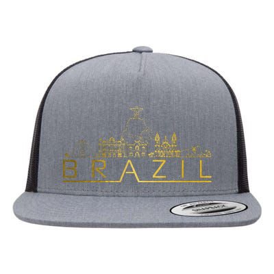 Brazil Skyline Rio De Janeiro Brasil Brasilian Souvenir Flat Bill Trucker Hat