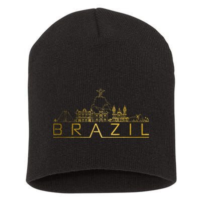 Brazil Skyline Rio De Janeiro Brasil Brasilian Souvenir Short Acrylic Beanie