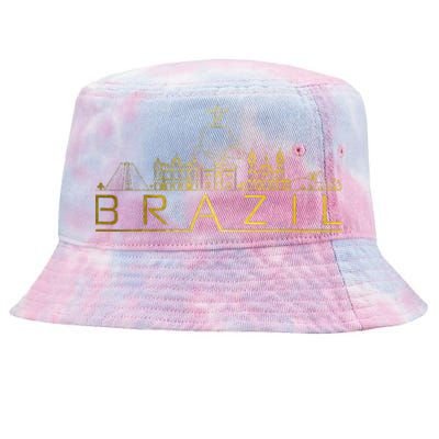 Brazil Skyline Rio De Janeiro Brasil Brasilian Souvenir Tie-Dyed Bucket Hat