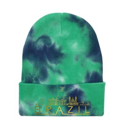 Brazil Skyline Rio De Janeiro Brasil Brasilian Souvenir Tie Dye 12in Knit Beanie