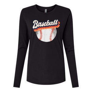 Baseball Sport Retro Womens Cotton Relaxed Long Sleeve T-Shirt