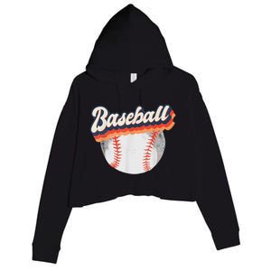 Baseball Sport Retro Crop Fleece Hoodie