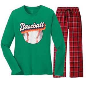 Baseball Sport Retro Women's Long Sleeve Flannel Pajama Set 