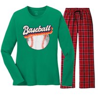 Baseball Sport Retro Women's Long Sleeve Flannel Pajama Set 