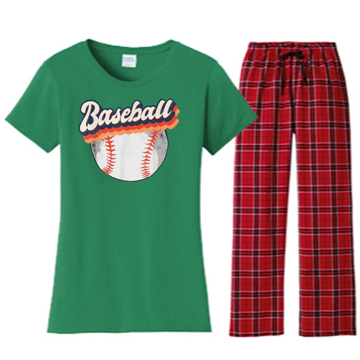 Baseball Sport Retro Women's Flannel Pajama Set