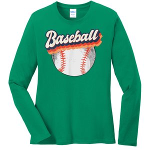 Baseball Sport Retro Ladies Long Sleeve Shirt