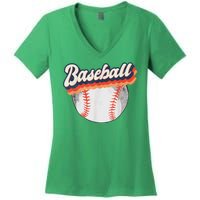 Baseball Sport Retro Women's V-Neck T-Shirt